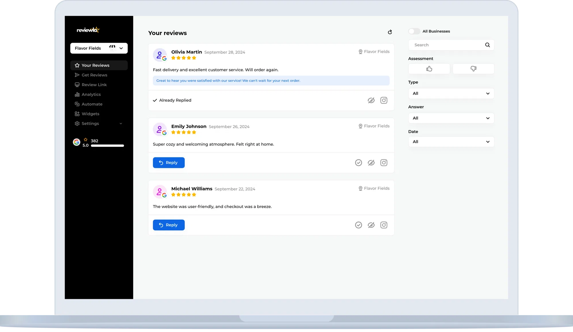 Reviewla screenshot